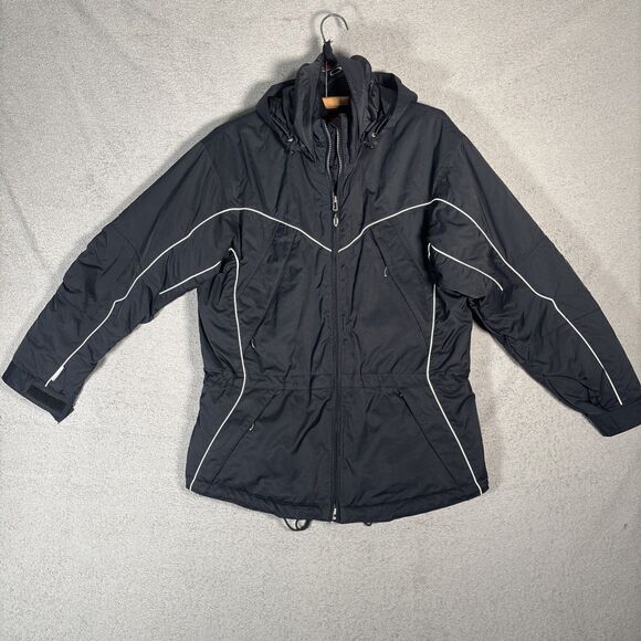 Obermeyer Ridge Line Ski Snow Jacket Women Size 8 Black Gorpcore Detachable Hood - Picture 1 of 16